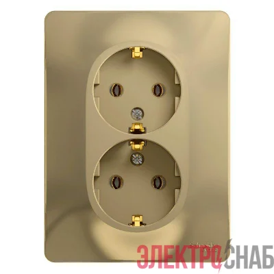 Розетка 2-м СП Glossa 16А IP20 с заземл. в сборе титан SE GSL000424