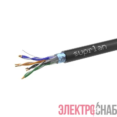 Кабель витая пара F/UTP кат.5E 4х2х24AWG solid Cu PE Outdoor Standard черн. (м) SUPRLAN 01-1028-1