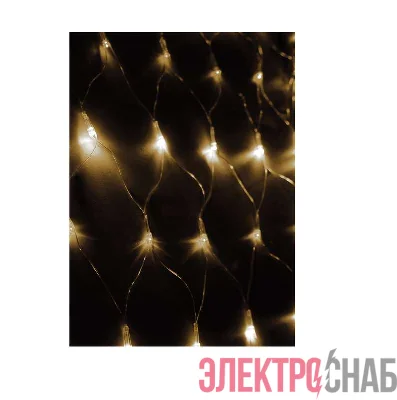 Гирлянда Сеть 2х1.5м 300LED 6Вт 180-240В уличная IP44 коннектор до 3 гирлянд тепл. бел.; прозр. провод 3м Космос KOC_NET300_WW_IP