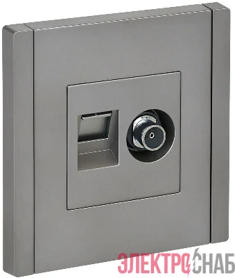 Розетка 2-м TV+RJ45 кат.5E FORTE&PIANO FP536 сталь IEK FP-AK20-1-K46
