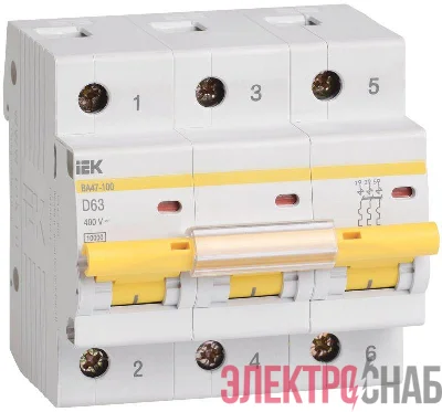 Выключатель автоматический модульный 3п D 40А 10кА ВА47-100 KARAT IEK MVA40-3-040-D