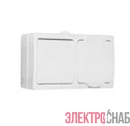 Блок ОП Аллегро 1-кл. вык. + роз. с заземл. защ. шторки с крыш. IP54 бел. UNIVersal 5562968