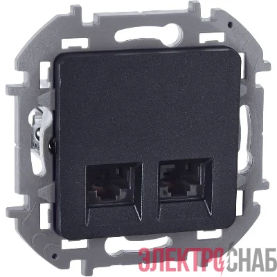 Розетка компьютерная 2-м Inspiria RJ45 кат.6 UTP механизм антрацит IEK 673843