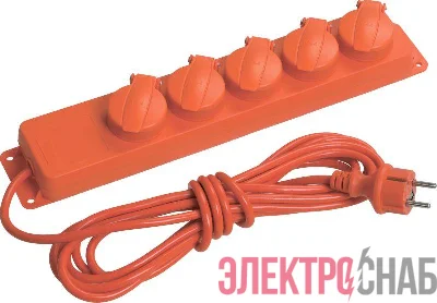 Удлинитель 5х5м с заземл. 16А IP44 У05В 2P+PE 250В 3х1 с защ. крышкой IEK WYP10-16-05-05-44-N