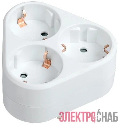 Разветвитель 3-м 16А IP20 Т-01/03 2P+PE треугольн. бел. IEK WTP10-16-03-Z-K01