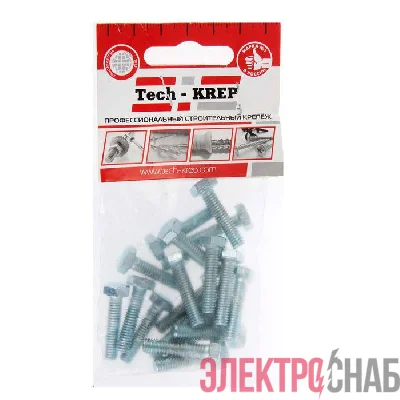 Болт М6х16 с шестигранной головкой цинк. DIN 933 (уп.20шт) пакет Tech-Krep 102956
