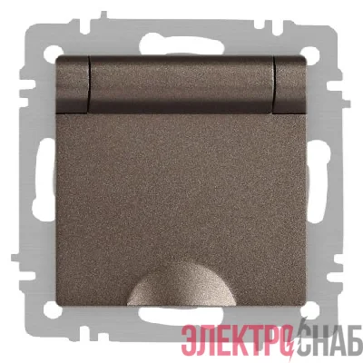 Розетка 1-м СП Accent 6-203-08 16А IP20 250В 2P+E Schuko с крышкой AL/CU Accent бронза Intro Б0063436