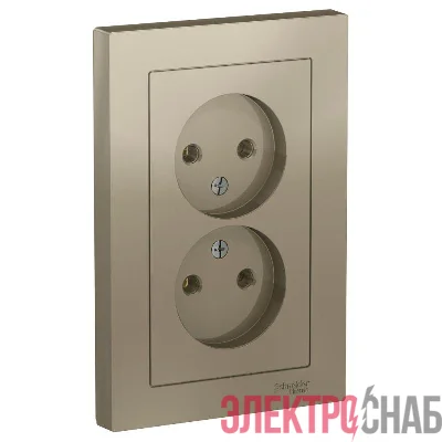 Розетка 2-м СП AtlasDesign 16А IP20 без заземл. в сборе шампань SE ATN000520