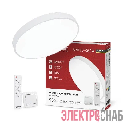 Светильник светодиодный SCANDY SIMPLE-95RCW 95Вт 3000-6500К 7600лм 230В 400х50мм с пультом ДУ бел. IN HOME 4690612062105