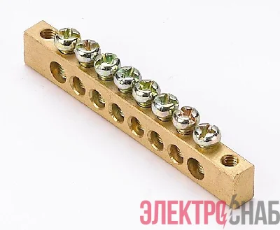 Шина нулевая 8 групп/крепеж по краям 6х9мм DEKraft 32002DEK