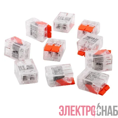 Клемма строительно-монтажная СМК 2 пр. до 4мм. 32А 450 В 10шт V02-9W-221-412 оранж. Volsten 15234