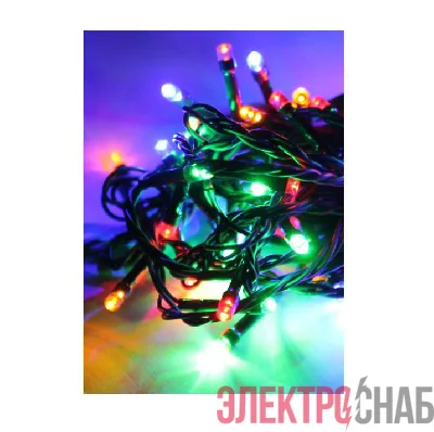 Гирлянда светодиодная 100LED зел. провод 10.8м 8 режимов мигания IP20 мультиколор Космос KOC_GIR100LED_RGB