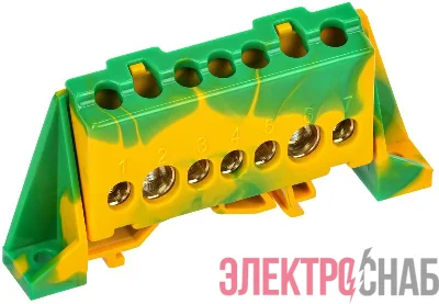 Шина PE "земля" в комб. изол. "Стойка" 8х12-7-ЖЗ TEKFOR IEK TF-NN20-07-DP-K52