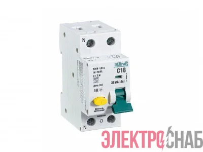 Выключатель автоматический дифференциального тока 2п (1P+N) C 16А 30мА тип A 6кА ДИФ-103 DEKraft 16229DEK