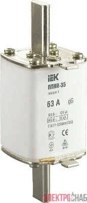 Вставка плавкая ППНИ-35 63А габарит 1 IEK DPP30-063