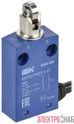 Выключатель концевой C6N-123 верт. толк. с наж. рол. IP67 IEK KKV12-P123-1-67