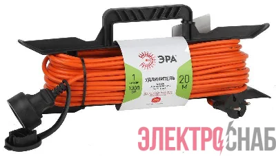 Удлинитель силовой UFx-1-2x0.75-20m-IP44 на рамке б/з 1гнездо 20м ПВС 2х0.75 Эра Б0046821
