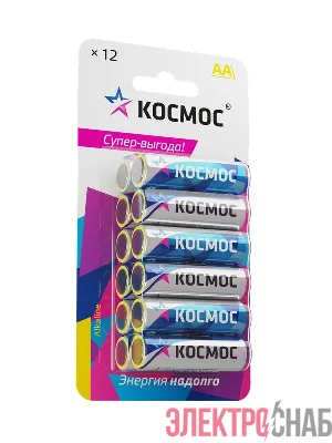 Элемент питания алкалиновый AA/LR6 BP-12 (блист.12шт) КОСМОС KOCLR6BL12