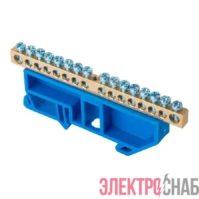 Шина нулевая N 6х9 16 отвер. латунь син. изолятор на DIN-рейку PROxima EKF sn0-63-16-d