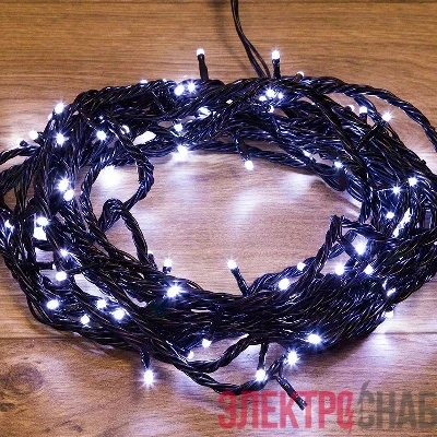 Гирлянда светодиодная управляемая"Нить" 10м 100LED бел. 10Вт 220-240В IP65 8 режимов провод ПВХ черн. (нужен контроллер 217-204) Neon-Night 303-135