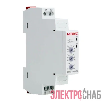 Реле контроля напряжения 1ф DRV конфигурация контакта 1CO 24-48В AC/DC DKC DRV-C-1-48ACDC