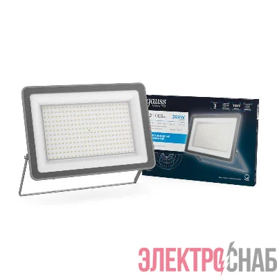Прожектор светодиодный Qplus 200Вт 6500К IP65 21000лм 175-265В ДО графит. GAUSS 690511200