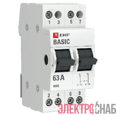 Переключатель трехпозиционный 2п 63А Basic EKF tps-2-63
