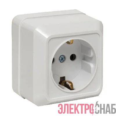 Розетка 1-м ОП Рим 16А IP20 с заземл. бел. EKF ENR16-028-10