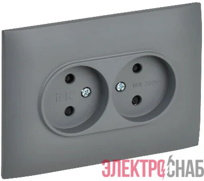 Розетка 2-м SKANDY 10А без заземл. защ. шторки в сборе SK-R09Gr сер. IEK SK-R23-10-K03-F