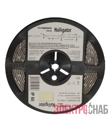 Лента светодиодная 71 426 NLS-5050WW60-14.4 IP20 12B R5 14.4Вт/м (уп.5м) Navigator 71426