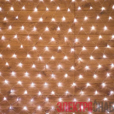 Гирлянда светодиодная "Сеть" 1.8х1.5м 180LED бел. 15Вт 220-240В IP20 с контроллером 8 режимов провод ПВХ прозр. Neon-Night 215-135