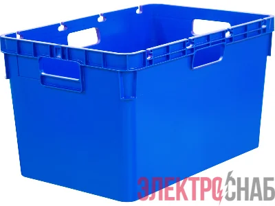 Ящик 600x400x340 сплошной, стенки с отверстиями для пакетов  синий 4-6434-1 4-6434-1