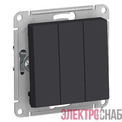 Выключатель 3-кл. СП AtlasDesign 10А IP20 (сх. 1+1+1) 10AX механизм карбон SE ATN001031