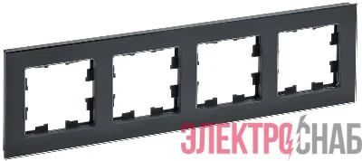 Рамка 4-м BRITE РУ-4-2-БрЧ стекло черн. IEK BR-M42-G-K02