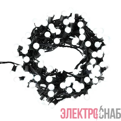Гирлянда светодиодная "Мультишарики" 20м d17.5мм 200LED бел. 16Вт 220-240В IP65 проводПВХ черн. Neon-Night 303-505