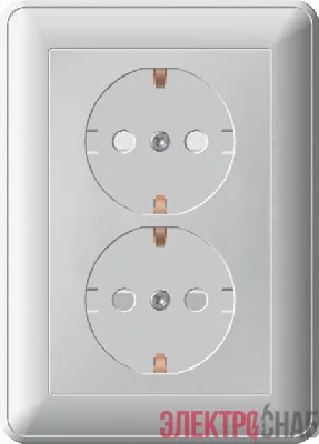 Розетка 2-м СП W59 16А IP20 с заземл. защ. шторки в сборе матов. хром SE RS16-255-58