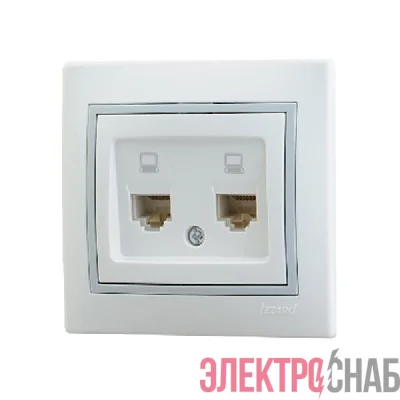 Розетка компьютерная 2-м СП Mira RJ45 16А IP20 с сер. вставкой бел. LEZARD 701-0215-141