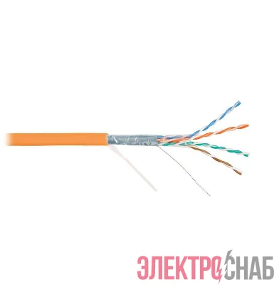 Кабель F/UTP 4 пары кат.5e (класс D) тест по ISO/IEC 100МГц ож BC (чистая медь) 24AWG (0.50мм) внутр. LSZH нг(А)-HFLTx оран. (уп.305м) NIKOLAN NKL 4200C-OR