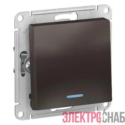 Выключатель 1-кл. СП AtlasDesign 10А IP20 (сх. 1а) 10AX с подсветкой механизм мокко SE ATN000613
