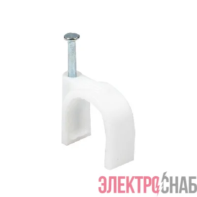 Скоба крепежная круглая с гвоздем d16мм пластик. (уп.50шт) EKF plcn-sr-16