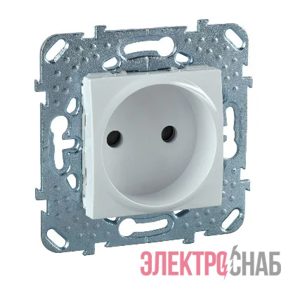 Розетка 1-м СП 2мод. Unica 16А IP20 250В без заземл. защ. шторки механизм бел. SchE MGU5.033.18ZD