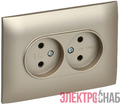 Розетка 2-м SKANDY 10А без заземл. защ. шторки в сборе SK-R09Sh шампань IEK SK-R23-10-K37-F