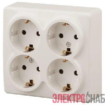 Розетка 4-м ОП Эра Эксперт 11-2211-02 16А IP20 16AX 250В 4х2P+E Schuko защ. шторки сл. кость Эра Б0020710