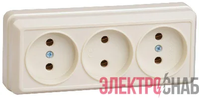 Розетка 3-м ОП Октава 10А IP20 без заземл. крем. GENERICA ERO30-K33-10-DC