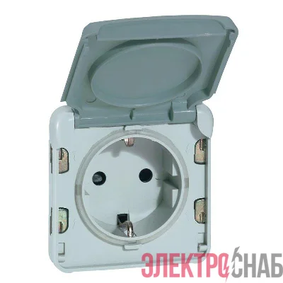 Механизм розетки 1-м СП Plexo с защ. крышкой с заземл. IP55 сер. Leg 069570