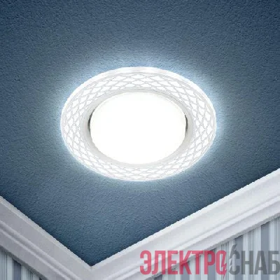 Светильник светодиодный точечный DK LD37 WH/WH GX53 декор со светодиод. подсветкой бел./бел. ЭРА Б0037384