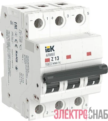 Выключатель автоматический модульный 3п Z 13А M06N-DC ARMAT IEK AR-M06N-3-Z013DC