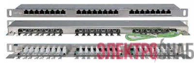 Патч-панель 19дюйм 0.5U кат.5E 24 порта RJ45 Dual IDC PPHD-19-24-8P8C-C5E-SH-110D высок. плотности Hyperline 244077