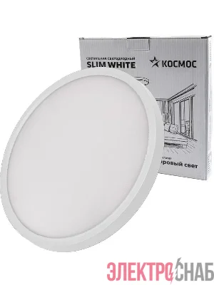 Светильник светодиодный SLIM WHITE 38Вт 4500К IP40 2650лм 230В 400х25мм КОСМОС KSlim38w_W4500K