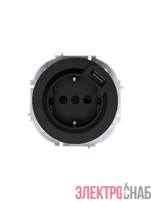 Розетка 1-м СП OSEN с заземл. + USB разъем механизм черн. бархат LEZARD 743-4288-181
